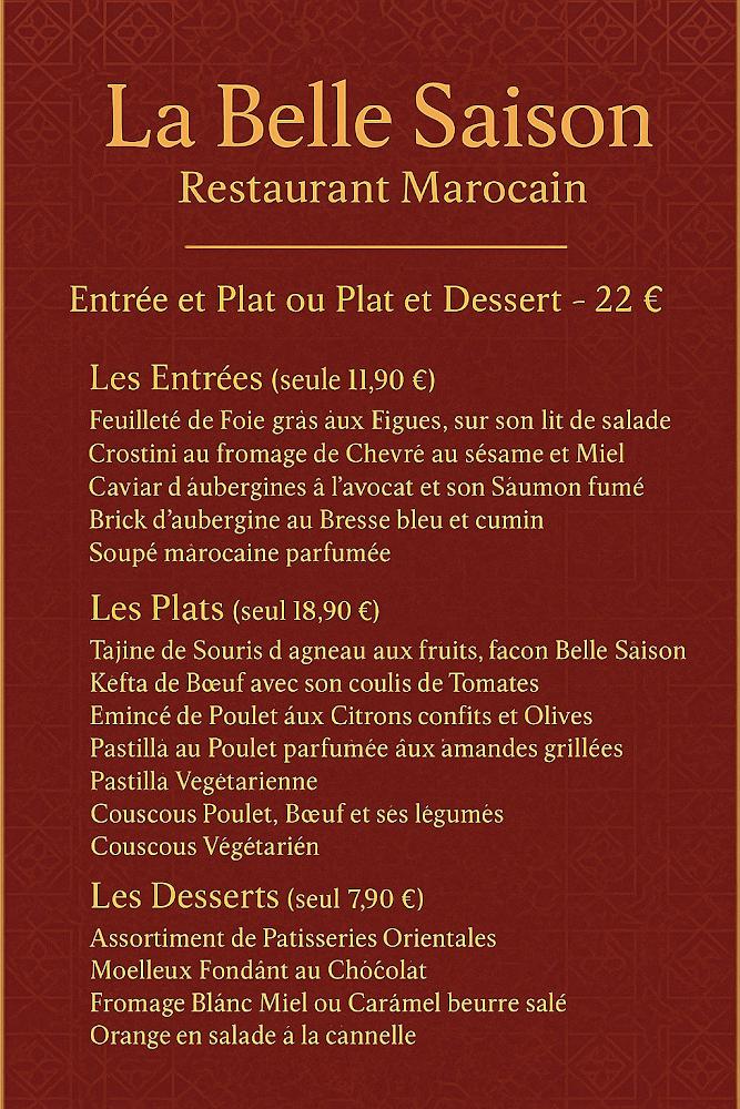 La Belle Saison - Menu Image 2